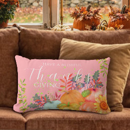 Coussin Rectangle Automne Thankgiving rose