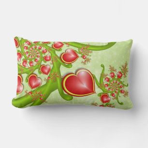 Coussin Rectangle Avec beaucoup d'amour Rouge Coeurs Jaunes Fractal