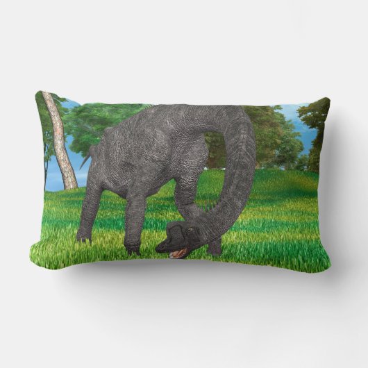 Coussin Rectangle Aventure de dinosaure à long cou dans la jungle (Recto)