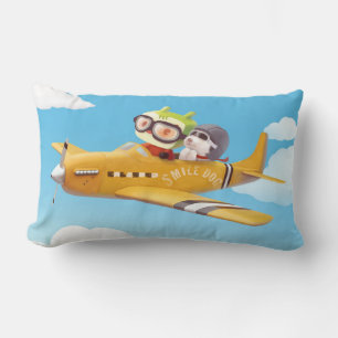 Coussin Rectangle Aventure en vol avec chien