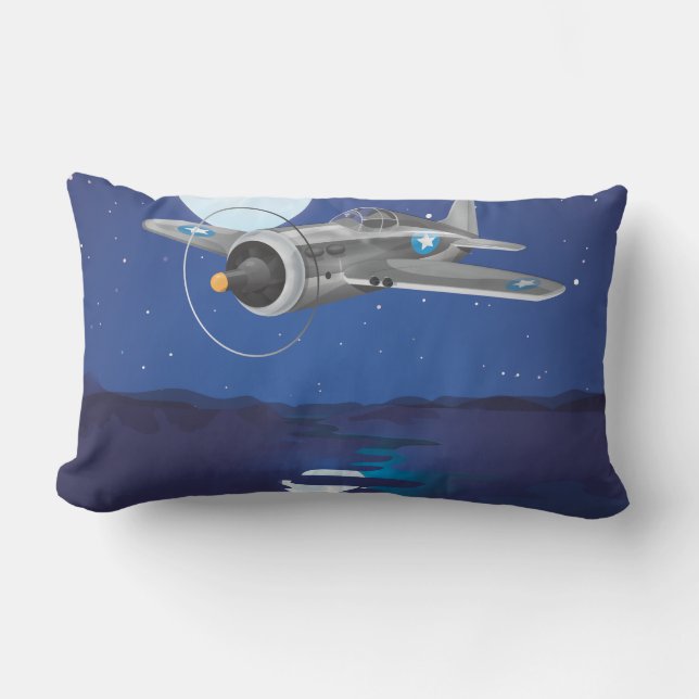 Coussin Rectangle Avion de combat vintage (Recto)