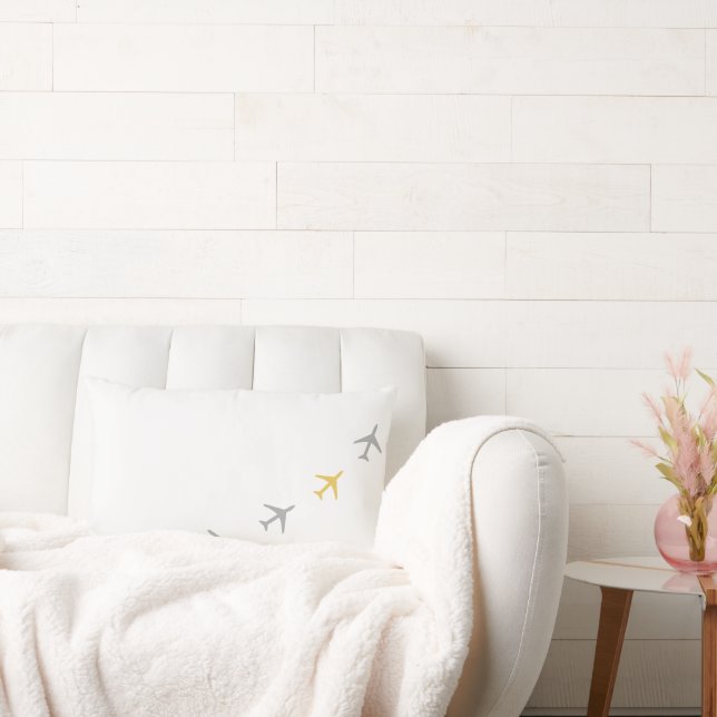 Coussin Rectangle Avions gris jaune Avions Aviation Fly Airways (Canapé)