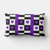 Coussin Rectangle B&W Purple Hearts Beating (Recto)