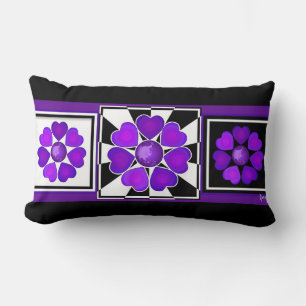 Coussin Rectangle B&W Purple Hearts Beating