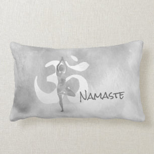 Coussin Rectangle B&W Yoga Instructeur Méditation Arbre Pose Om Symb