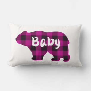 Coussin Rectangle Baby Bear Pink et Black Country plaid