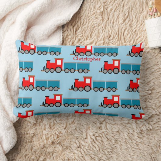 Coussin Rectangle Baby Boy Toy Train Choo Choo Personnaliser le nom (Couverture)