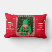 Coussin Rectangle Baby`s First Christmas Santa Hat Snowflake Photo (Recto)