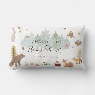Coussin Rectangle Baby shower d'automne des animaux rustiques en boi