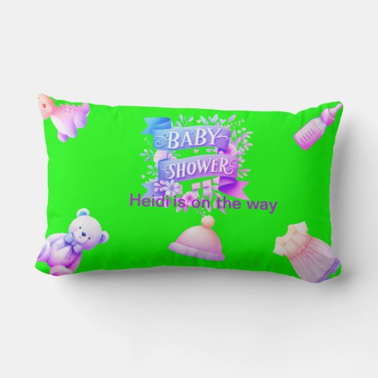 Coussin Rectangle Baby shower pour une fille (Verso)