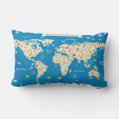 Coussin Rectangle Badine la carte du monde avec des animaux (Verso)