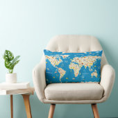 Coussin Rectangle Badine la carte du monde avec des animaux (Chaise)
