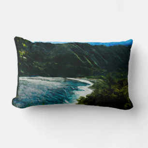 Coussin Rectangle Baie sur la route vers Hana Maui Hawaii Abstrait
