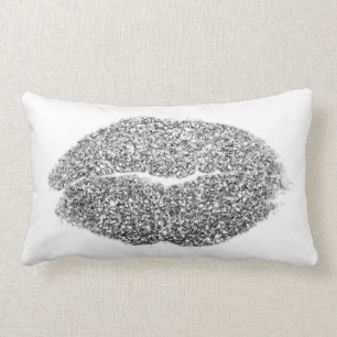 Coussin Rectangle Baiser argenté de maquillage de blanc gris de