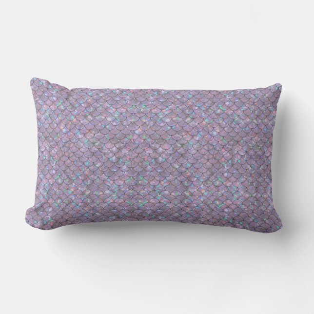 Coussin Rectangle Balances de poissons de sirène violet Holographiqu (Recto)
