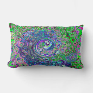 Coussin Rectangle Balayage Abstrait marbré vert et violet de chaux
