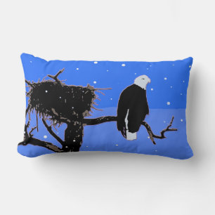 Coussin Rectangle Bald Eagle en hiver - Art original de la faune