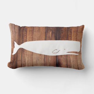 Coussin Rectangle Baleine à épi nautique Silhouette et planches en b