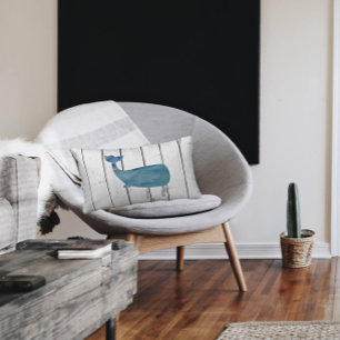 Coussin Rectangle Baleine Bleue Décor Rustique