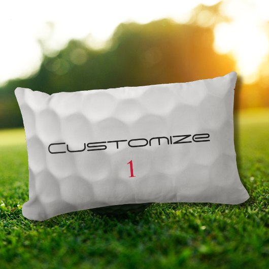 Coussin Rectangle Balle de golf avec texte et numéro personnalisés