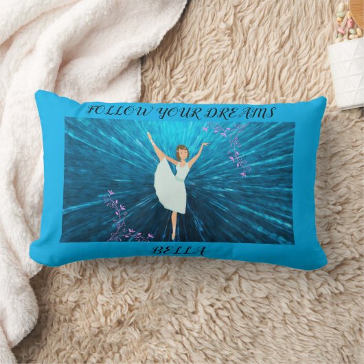 Coussin Rectangle Ballerina "Suivez vos rêves" avec le nom (Couverture)