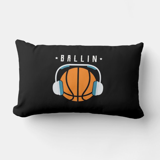 Coussin Rectangle Ballon Basket-ball Art (Recto)