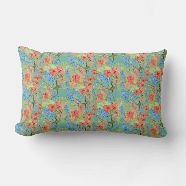 Coussin Rectangle Balsam et Lobelia no 3 par Alexandra Cook (Recto)