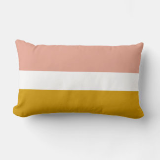Coussin Rectangle Bande de blocs couleur rose et moutarde