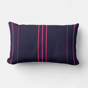 Coussin Rectangle Bande rose vif sur indigo