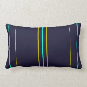 Coussin Rectangle Bandes bleues et vertes sur indigo