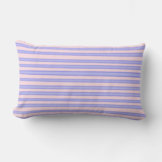 Coussin Rectangle Bandes d'aquarelle bleu rose (Recto)