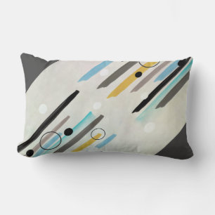 Coussin Rectangle Bandes de peinture d'art abstrait et cercles coule