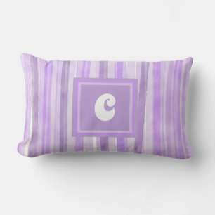Coussin Rectangle Bandes Lavande Monogramme personnalisées