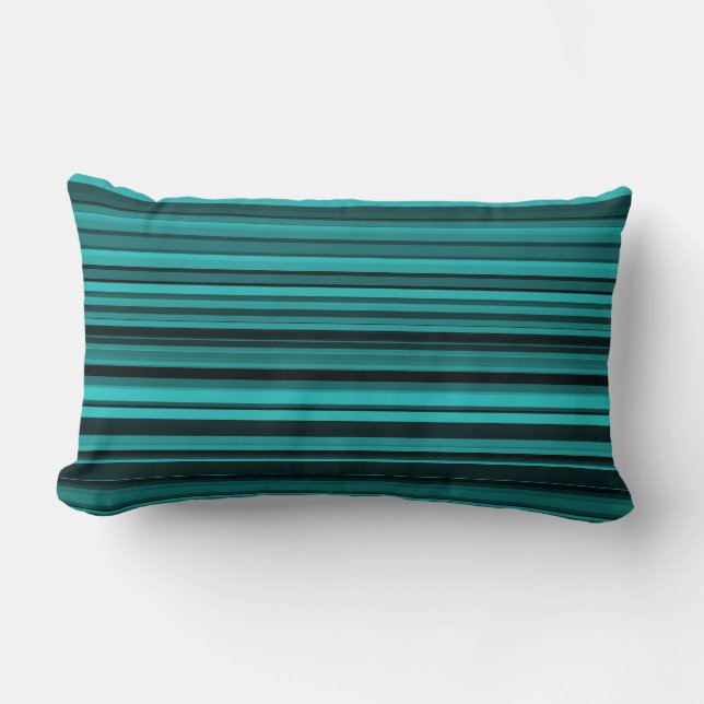 Coussin Rectangle Bandes noires turquoises (Recto)