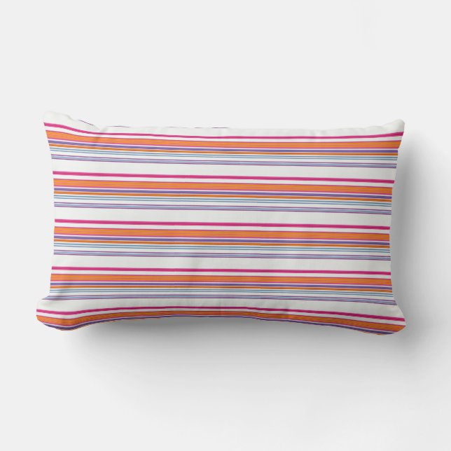 Coussin Rectangle Bandes orange rose pâle (Recto)