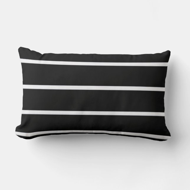 Coussin Rectangle Bandes peintes en blanc sur noir (Recto)