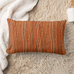 Coussin Rectangle Bandes Rouges Ondulées : Art Abstrait Japonais Mod