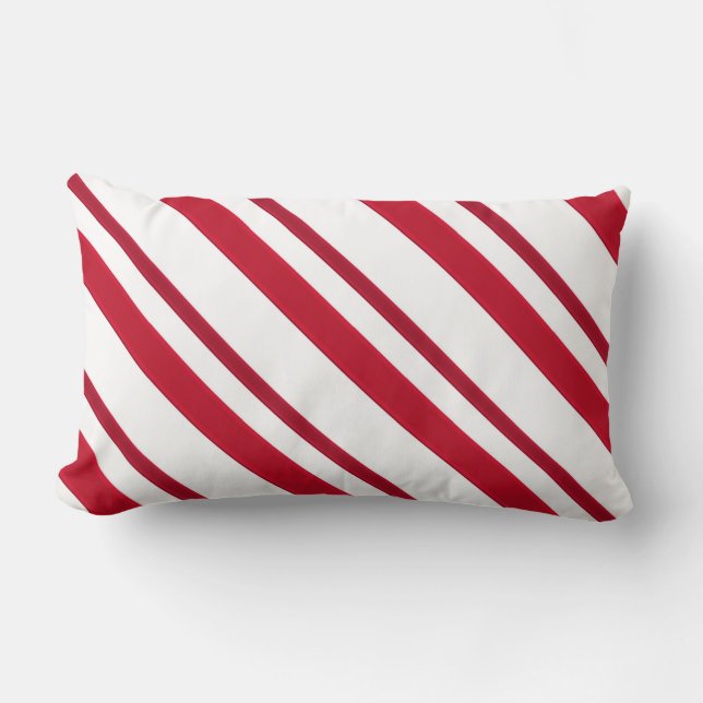 Coussin Rectangle Bandes ruban de velours, rouge et blanc foncé (Recto)