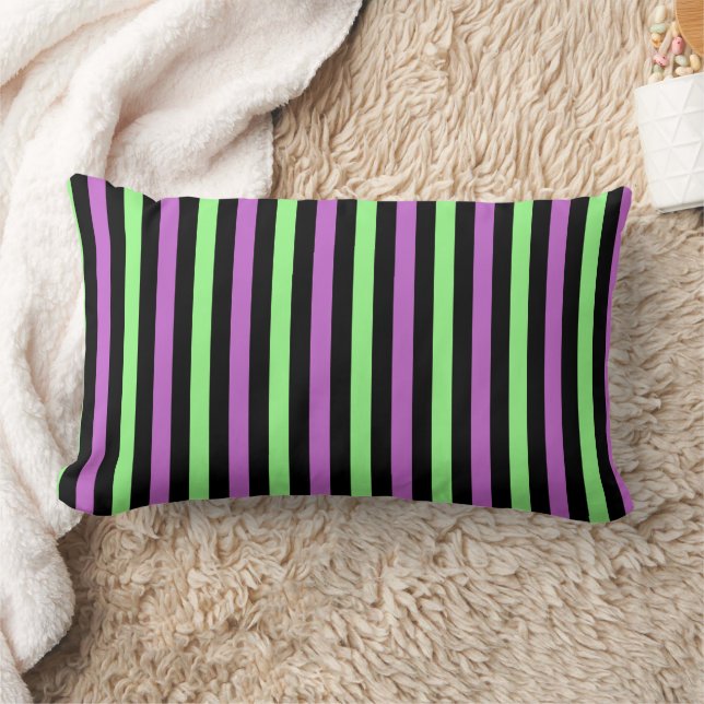 Coussin Rectangle Bandes vertes violettes noires (Couverture)