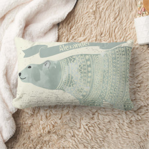 Coussin Rectangle Bannière couleur aquarelle polaire gris ours