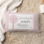 Coussin Rectangle Baptême Petite-fille Dentelle rose Personnalisée (Couverture)