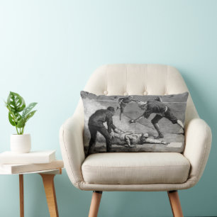Coussin Rectangle Base-ball vintage par Thure De Thulstrup, 1885