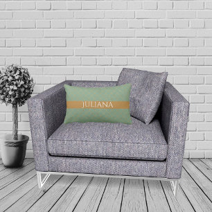 Coussin Rectangle Basil Green Gold Quatrefoil Personnalisé