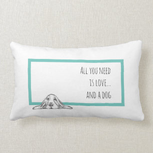 Coussin Rectangle basset hound noir blanc yeux de chiot simple 