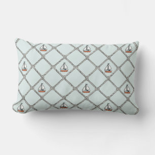 Coussin Rectangle Bateau nautique tiré à la main avec corde