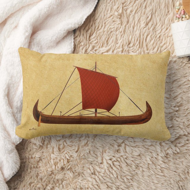 Coussin Rectangle Bateau viking à voile rouge II (Couverture)