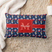 Coussin Rectangle Bateaux à voile et ours Motif Monogramme (Couverture)