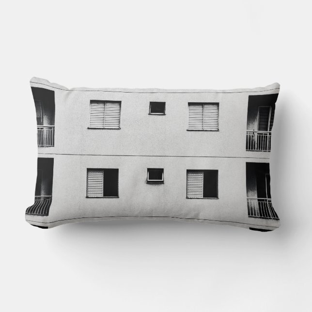 Coussin Rectangle Bâtiment en béton blanc (Recto)
