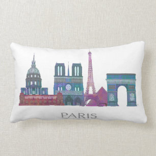 Coussin Rectangle Bâtiments couleur Paris Skyline