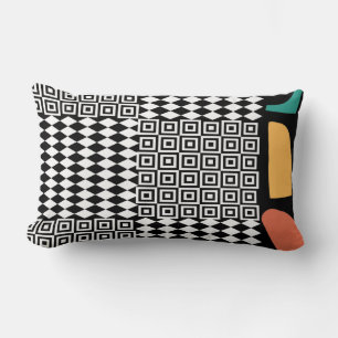 Coussin Rectangle Bauhaus Abstrait Géométrique Milieu de Siècle Teal